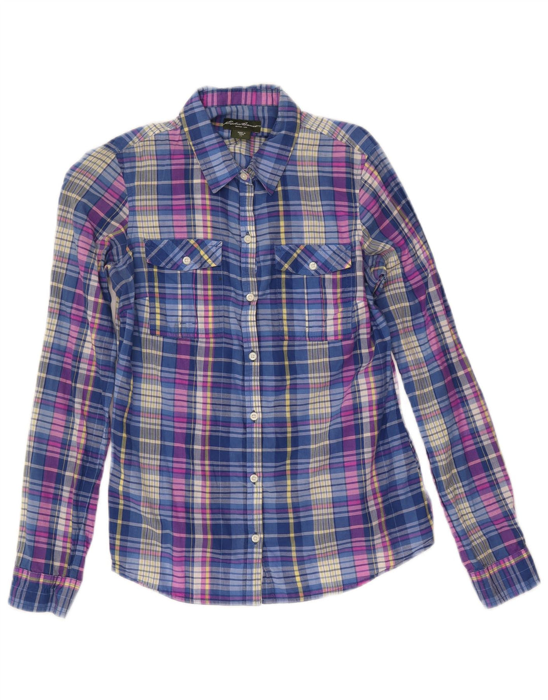 Eddie Bauer Camisa holgada para mujer UK 6 XS Algodón a cuadros azules