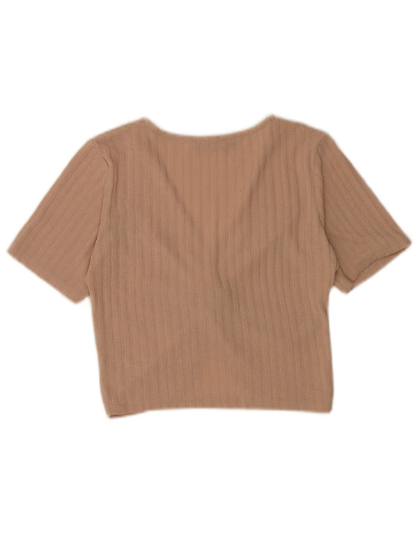 Zara Mujer Blusa Corta Top UK 10 Small Beige