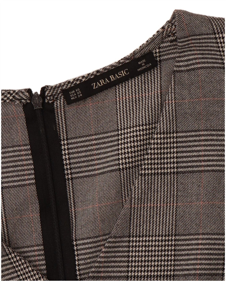 ZARA Vestido tubo de manga 3/4 para mujer UK 6 XS Gris pata de gallo