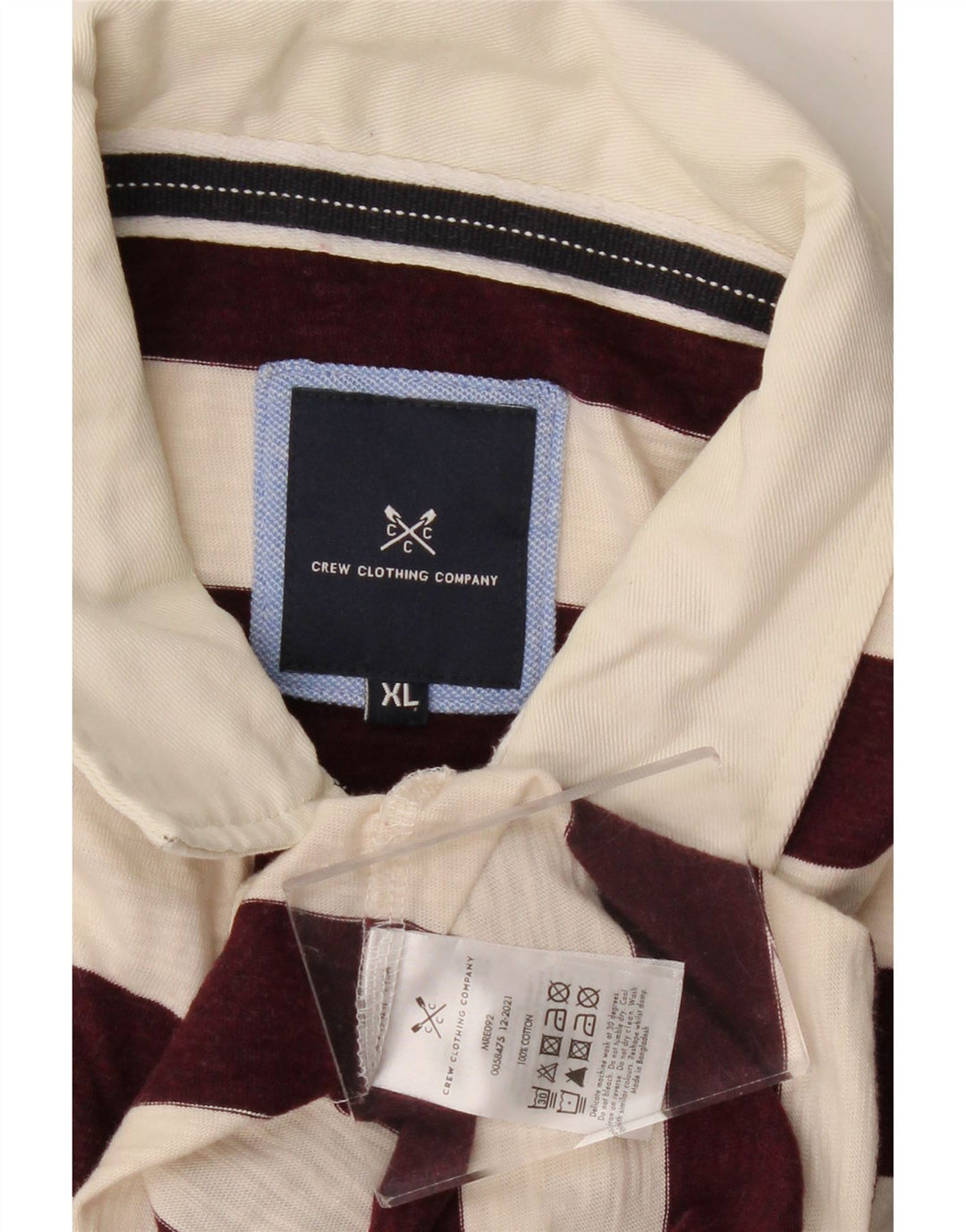 CREW CLOTHING Polo para hombre XL Algodón a rayas burdeos