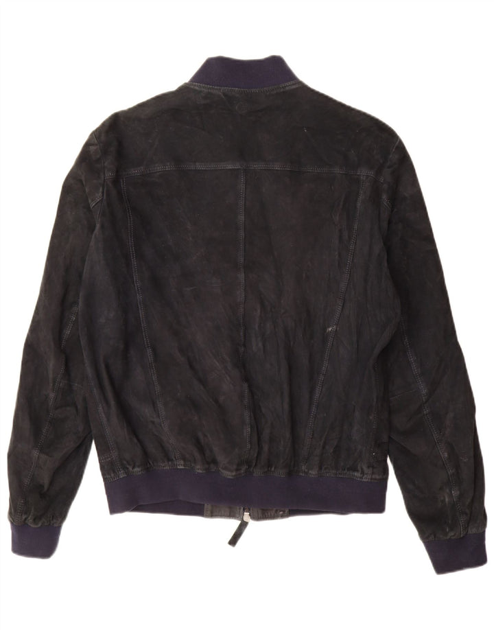 Jeckerson Chaqueta Bomber de Ante para Mujer UK 18 XL Azul Marino