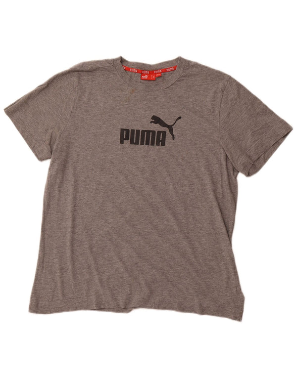PUMA Camiseta gráfica para hombre Top grande de algodón gris