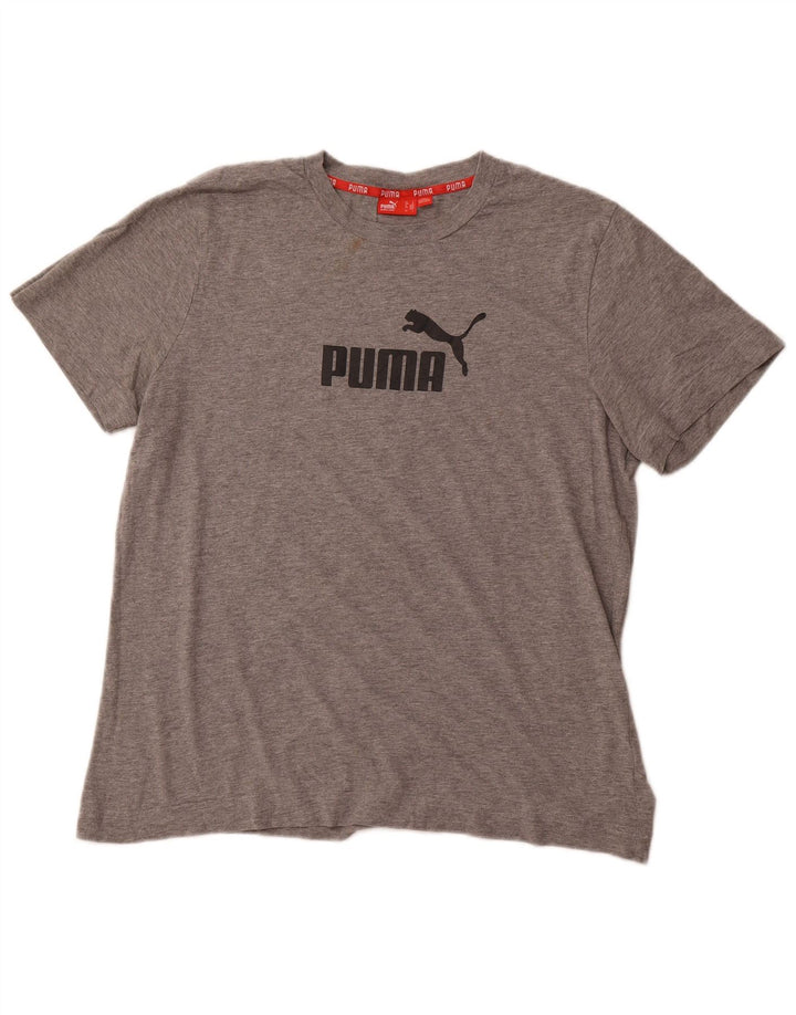 PUMA Camiseta gráfica para hombre Top grande de algodón gris