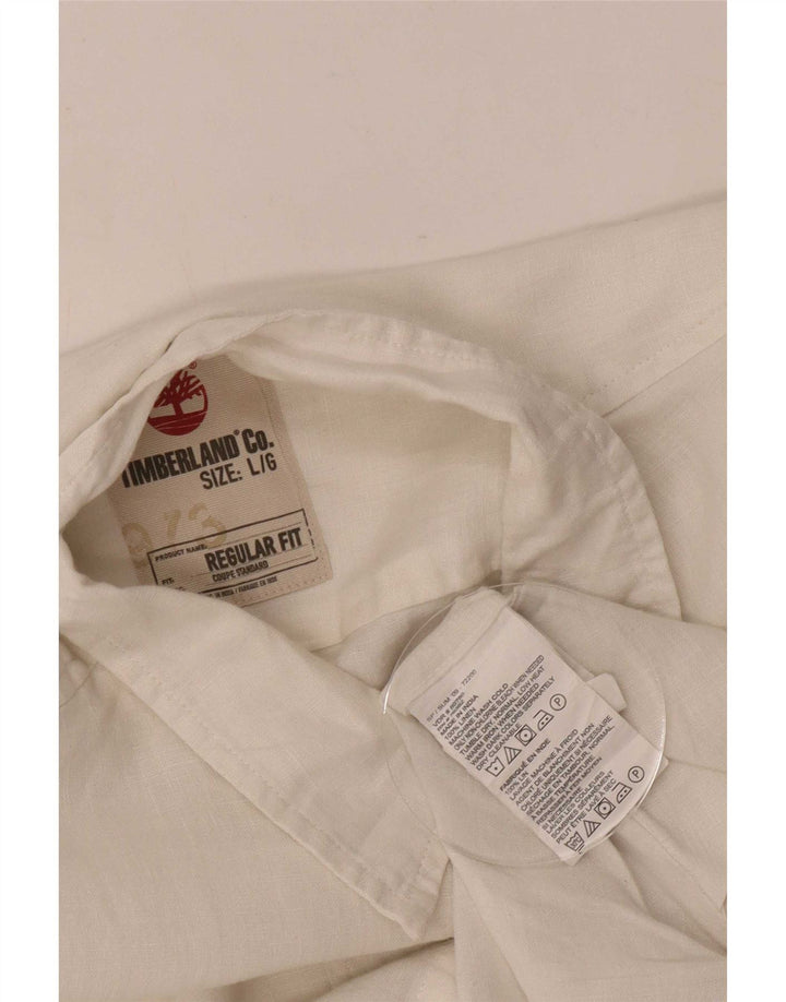 Timberland Camisa Regular Fit Para Hombre Lino Blanco Grande
