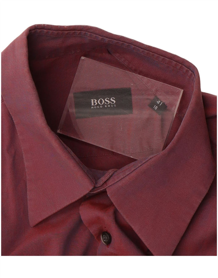 Camisa Hugo Boss Hombre Talla 41 16 Grande Burdeos