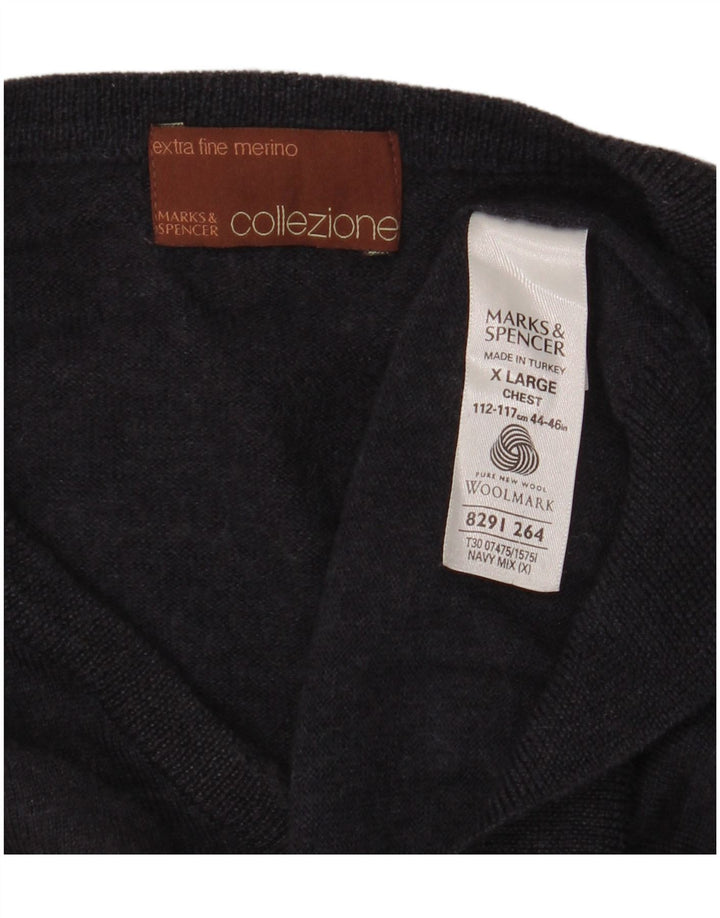 Marks & Spencer Chaleco para hombre Camiseta sin mangas XL Lana merino azul marino