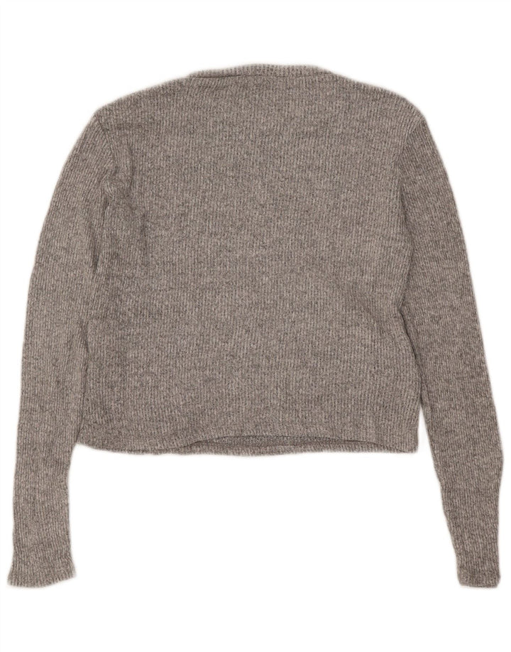 Zara Mujer Top Manga Larga UK 46 Large Viscosa Gris