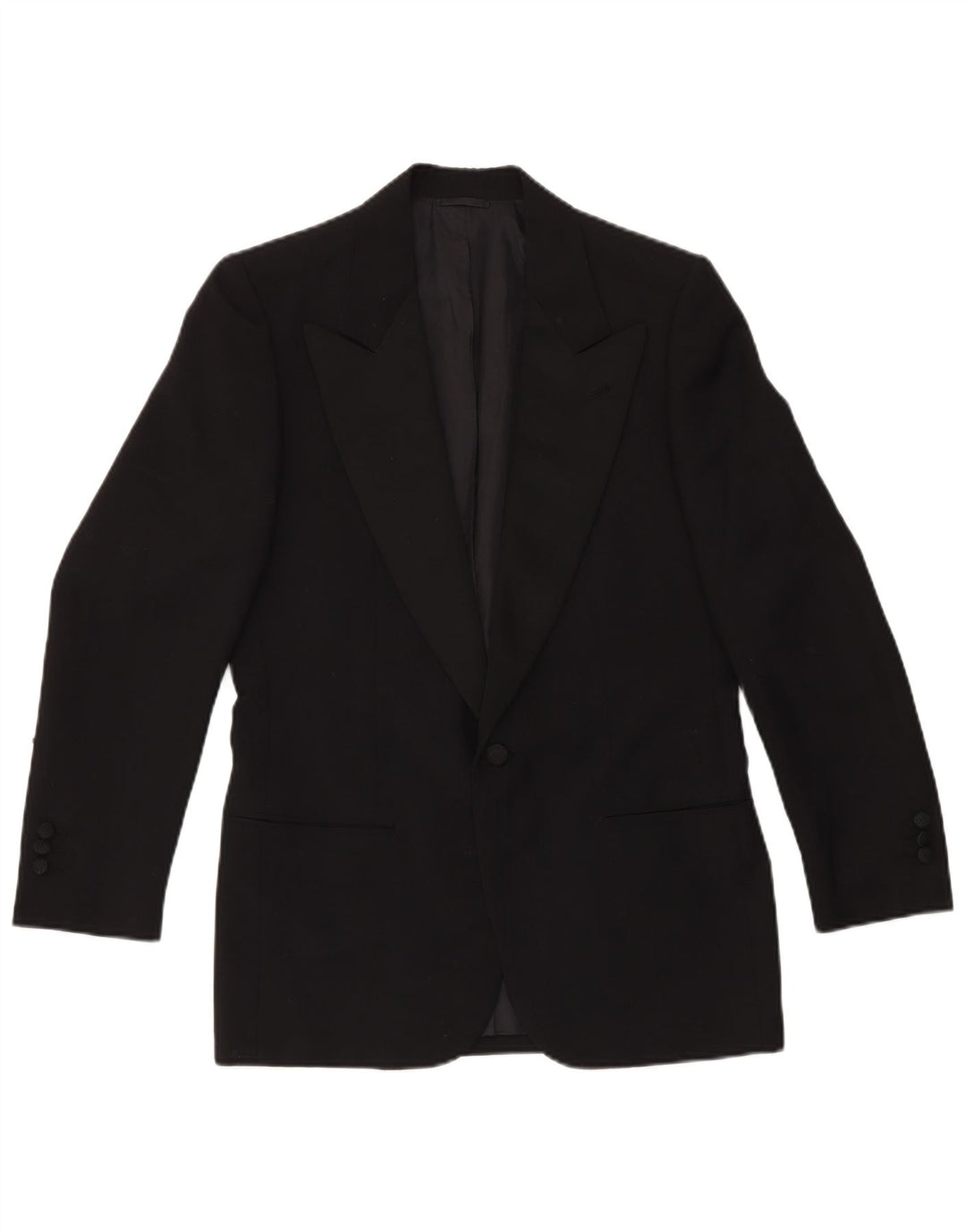 VINTAGE Hombres 1 Botón 2 Piezas Set IT 46 Pequeño W29 L29 Lana Negra