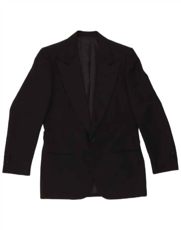 VINTAGE Hombres 1 Botón 2 Piezas Set IT 46 Pequeño W29 L29 Lana Negra