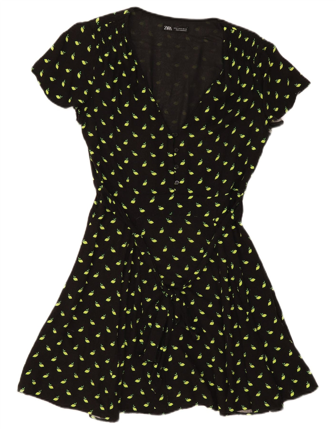 Zara Vestido Acampanado para Mujer UK 40 Mediano Negro Manchado