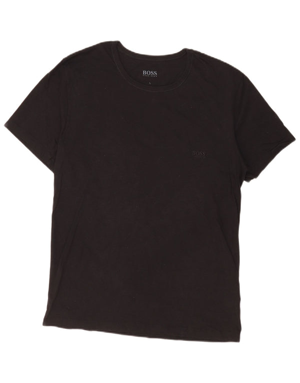 Hugo Boss Hombre Camiseta Top Grande Algodón Negro