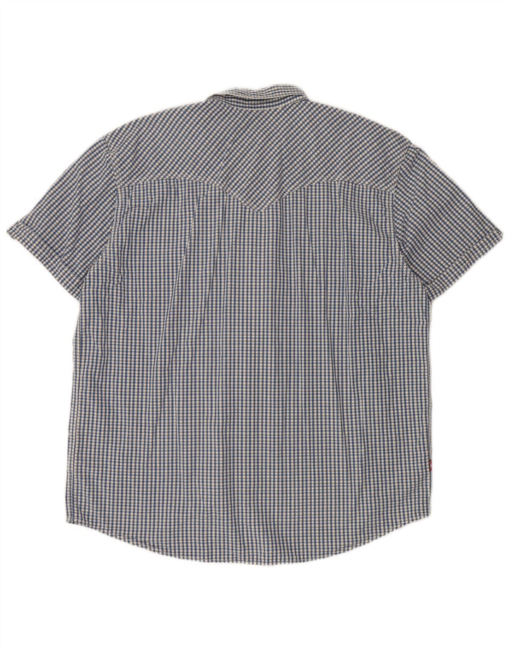 Levi's Camisa de manga corta para hombre, ajuste estándar, talla 2XL, algodón a cuadros azul clásico