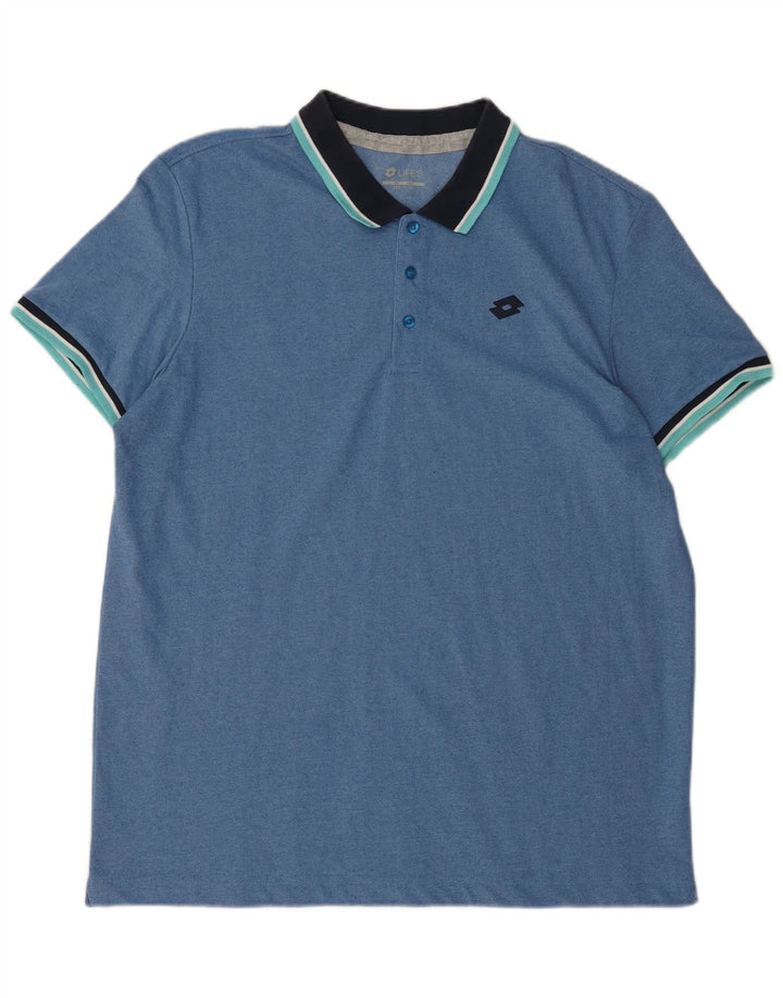 LOTTO Polo para hombre 2XL Azul Colorblock