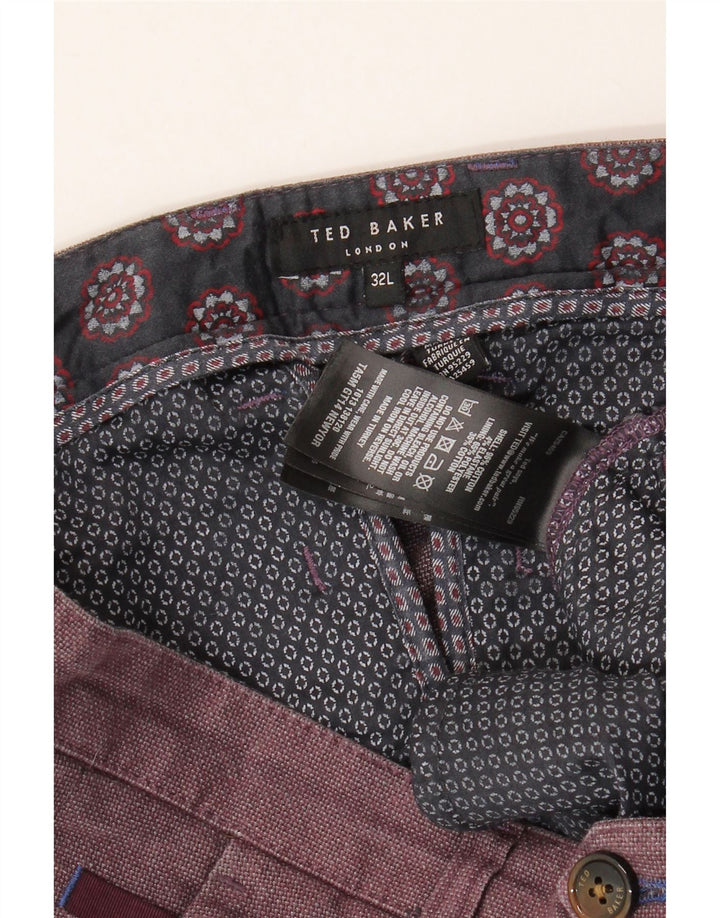 Ted Baker Pantalones de traje ajustados para hombre W32 L32 Algodón granate