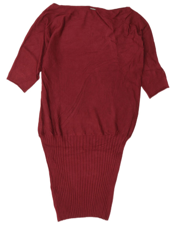 Liu Jo Vestido de cintura caída de gran tamaño con manga 3/4 para mujer UK 6 XS Borgoña