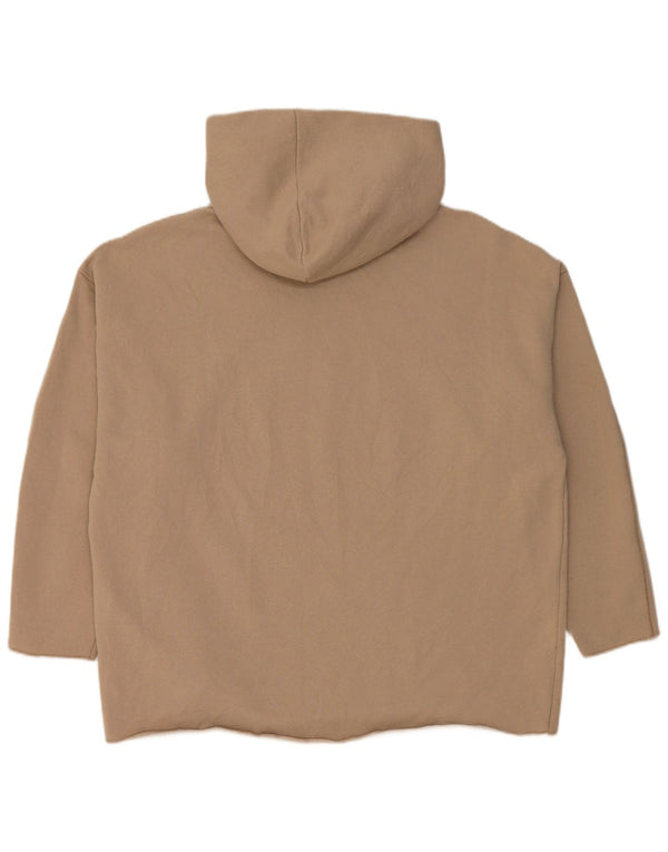 Zara Mujer Sudadera con Capucha Extragrande UK 10 Small Beige Cotton