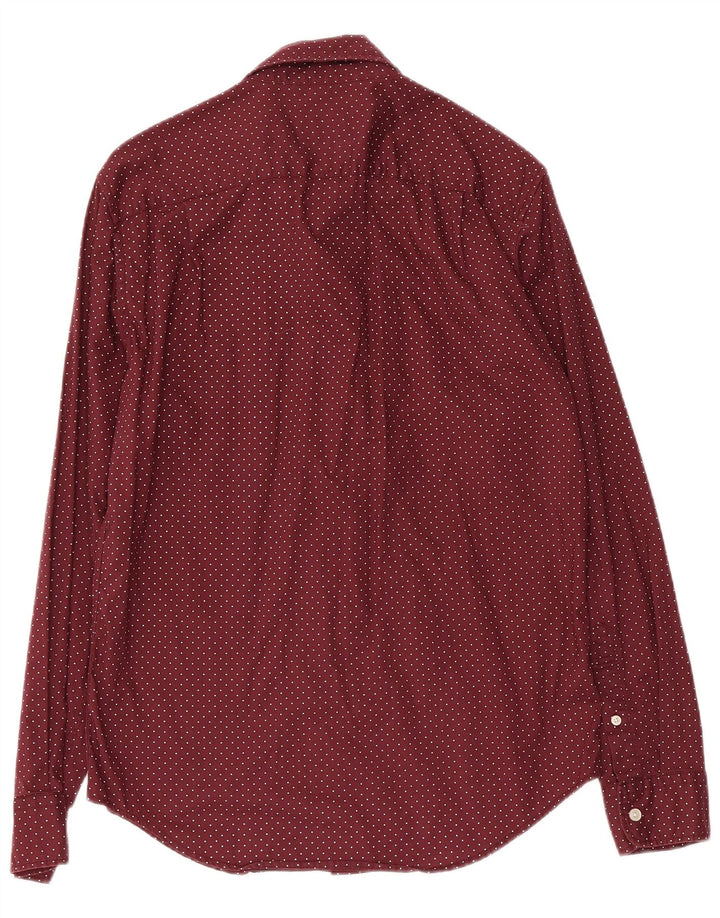 American Eagle Camisa De Hombre Pequeña De Algodón Con Manchas De Borgoña