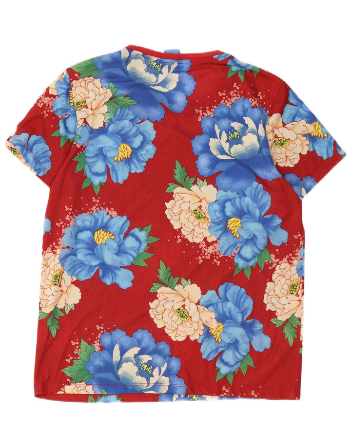 ADIDAS Camiseta gráfica para mujer Top UK 40 Grande Poliéster floral rojo