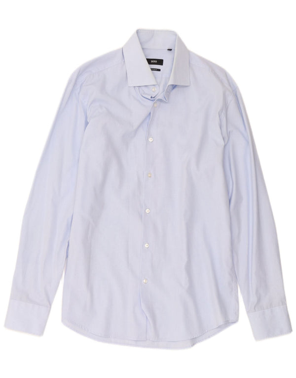 Hugo Boss Camisa de corte regular para hombre Talla 42 16 1/2 Algodón a cuadros azul grande