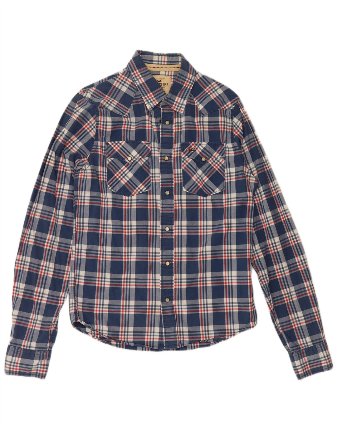 Camisa Hollister Hombre Grande Algodón A Cuadros Azul Marino