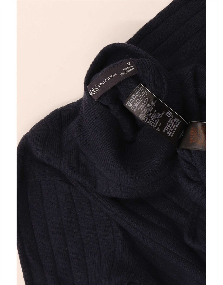 Marks & Spencer - Jersey con cuello alto para mujer, talla 40, talla M, color azul marino