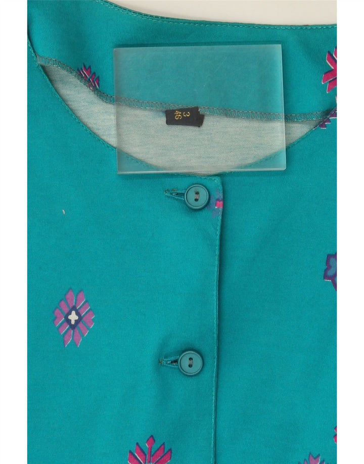 Vintage mujer A-Line vestido IT 46 grande azul geométrico