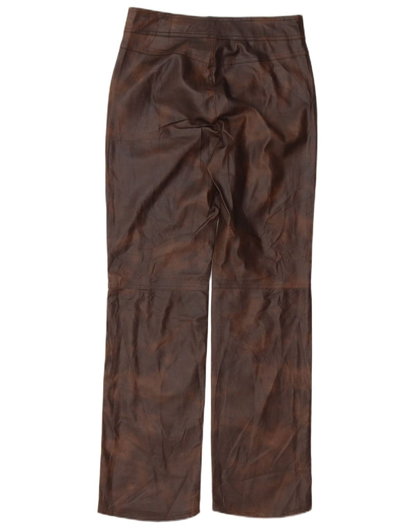 Zara Mujer Pantalón Recto Polipiel XS W24 L30 Marrón Policloruro