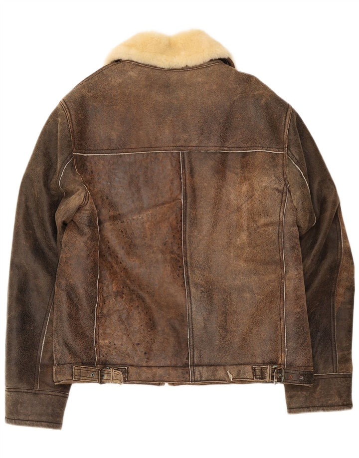 Pascucci Chaqueta de piel de oveja para hombre IT 54 2XL Marrón