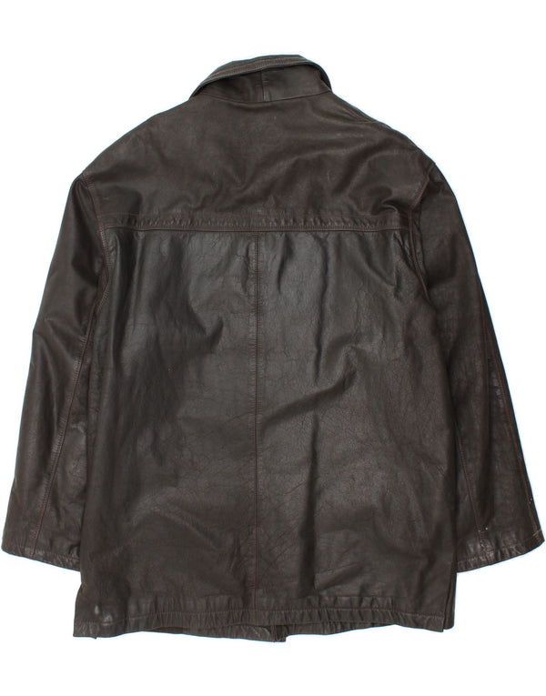 ROUTE 66 Abrigo de cuero para hombre UK 46 3XL Cuero negro
