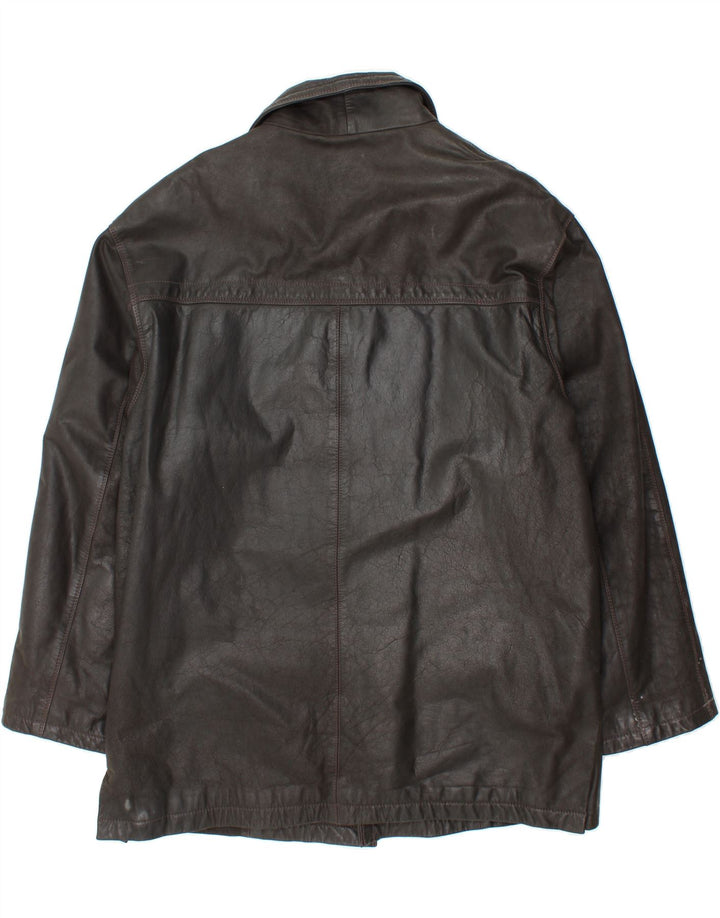 ROUTE 66 Abrigo de cuero para hombre UK 46 3XL Cuero negro