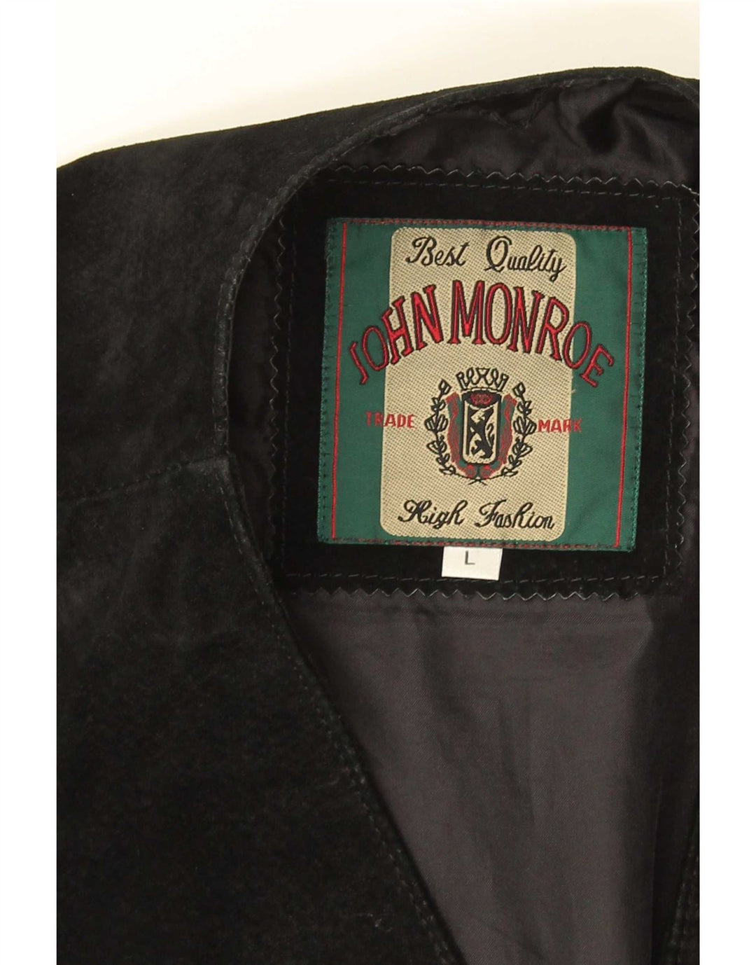 John Monroe - Chaleco de ante para hombre (piel), color negro