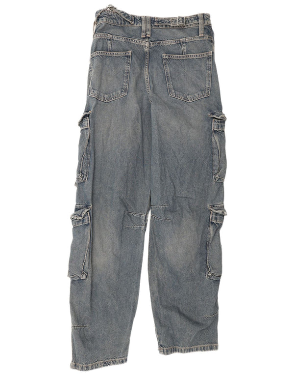 Zara Jeans Cargo De Cintura Alta Para Mujer EU 36 XS W26 L32 Algodón Azul
