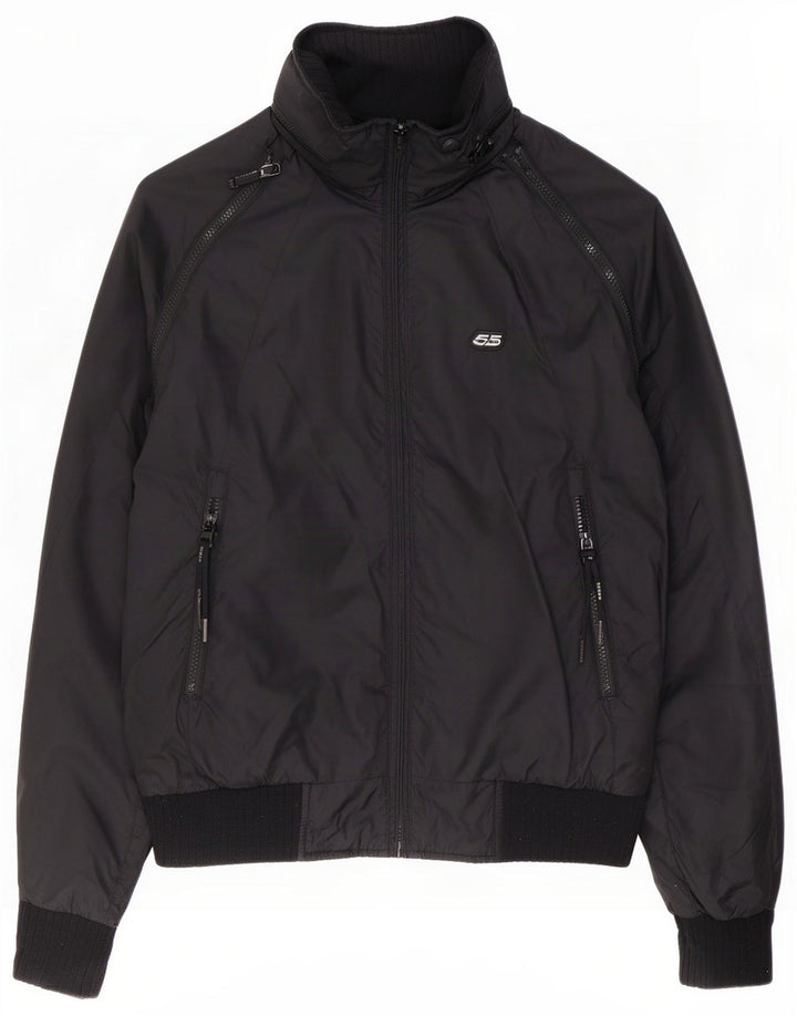 55DSL Chaqueta bomber con capucha para hombre ES 38 Mediana Poliéster negro