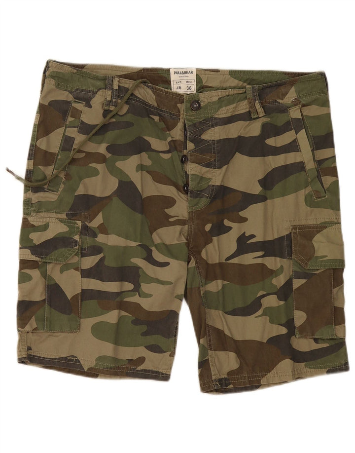 Pantalones cortos cargo para hombre Pull & Bear EU 46 XL W36 Camuflaje caqui