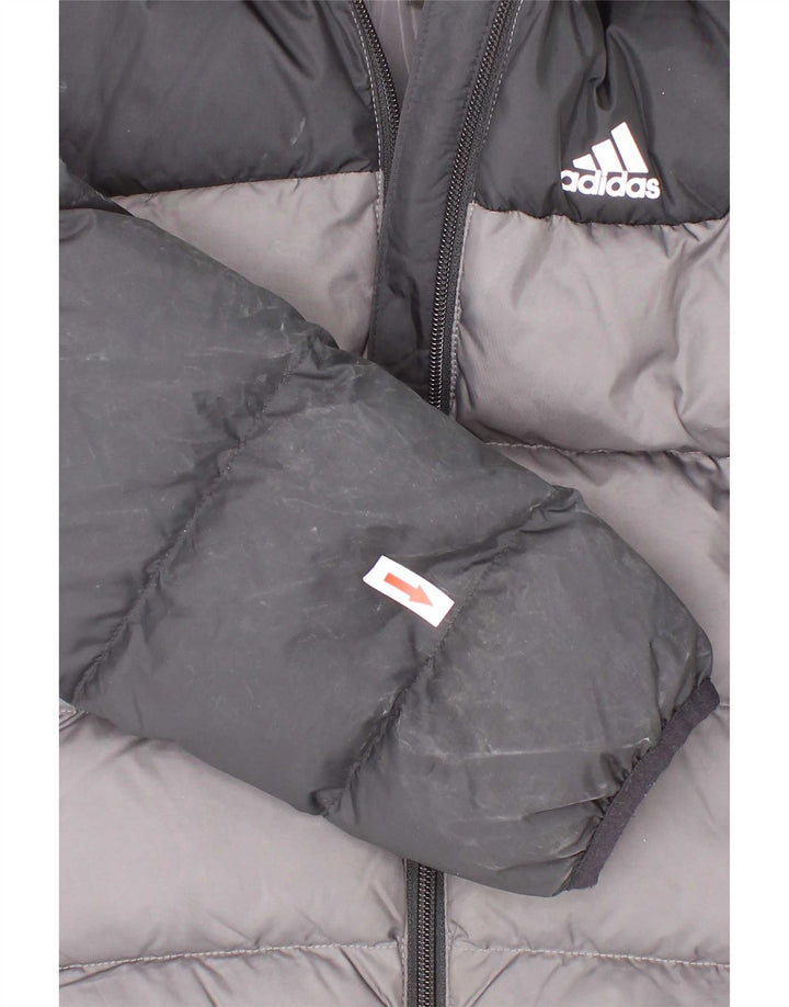 Adidas Chaqueta acolchada con capucha para niños 6-7 años Negro Poliéster color block