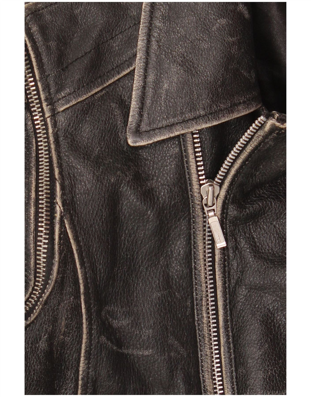 Yuppie Chaqueta motera de cuero corta para mujer EU 38 Cuero negro mediano