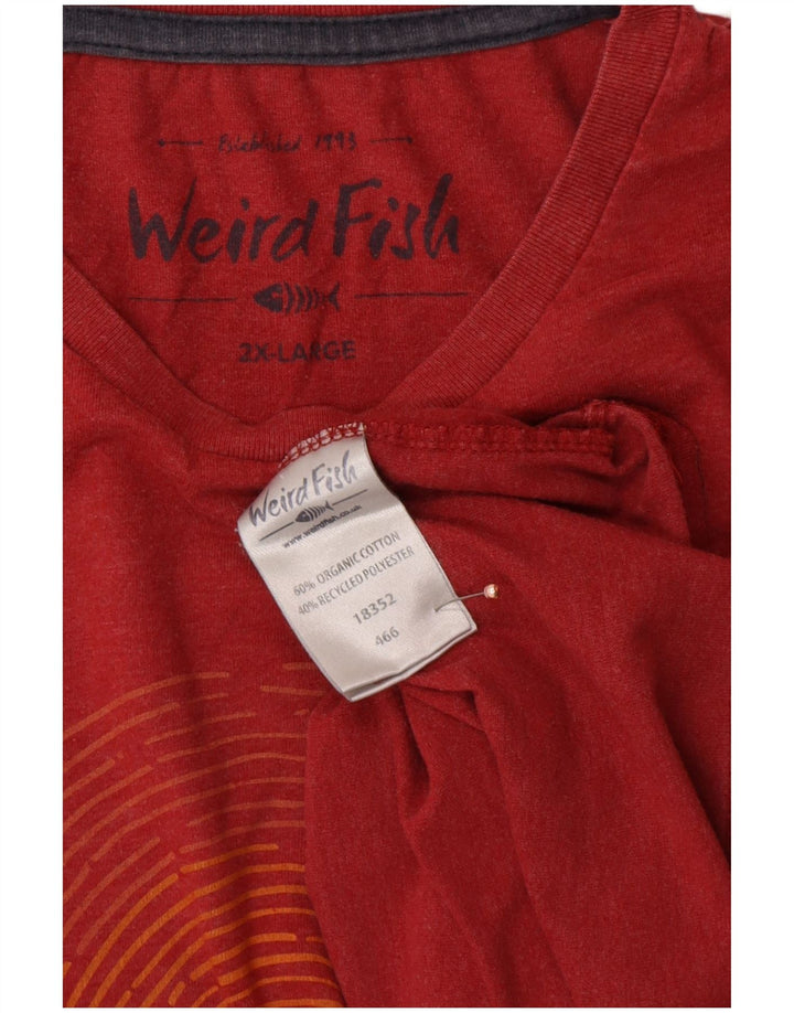 WEIRD FISH Camiseta gráfica para hombre Top 2XL Algodón rojo