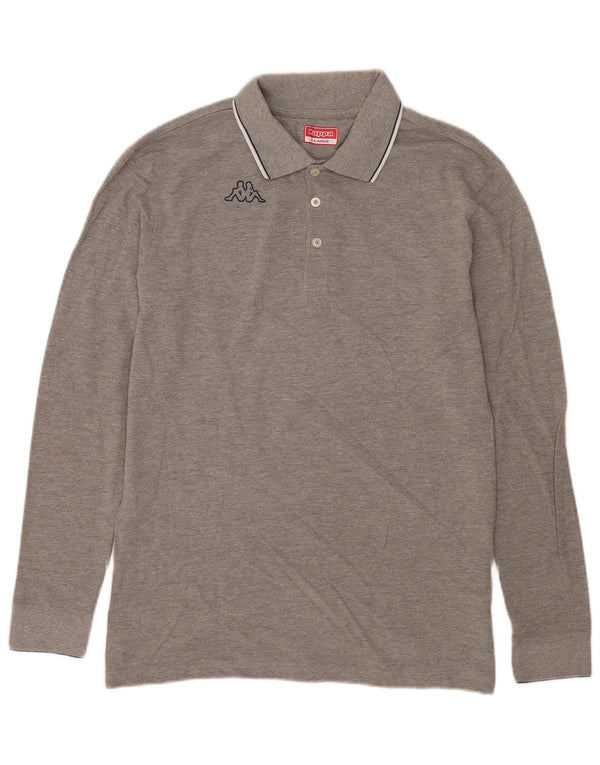 Kappa Polo De Manga Larga Hombre XL Algodón A Rayas Gris