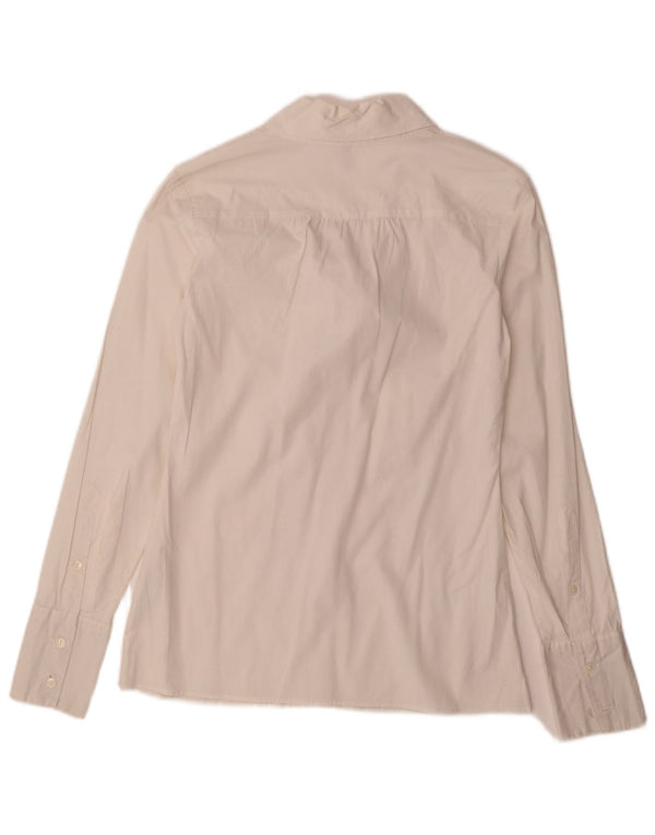 Benetton Blusa Camisera Con Lazo Frontal Para Mujer UK 6 XS Algodón Blanco