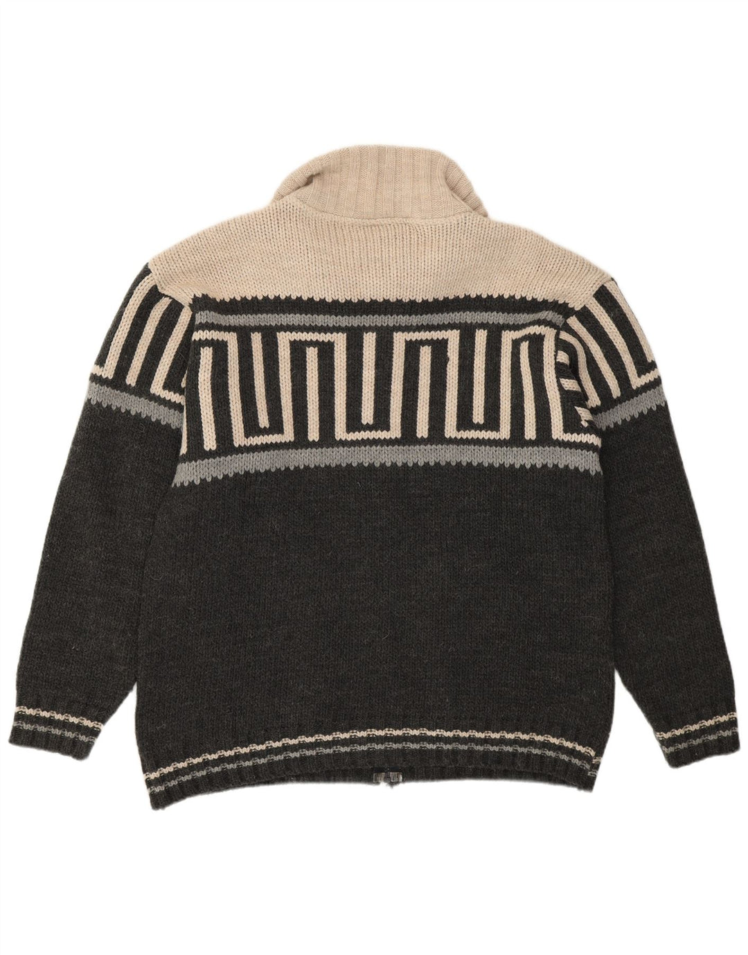BOOM BAP Suéter tipo cárdigan para hombre Acrílico geométrico gris grande