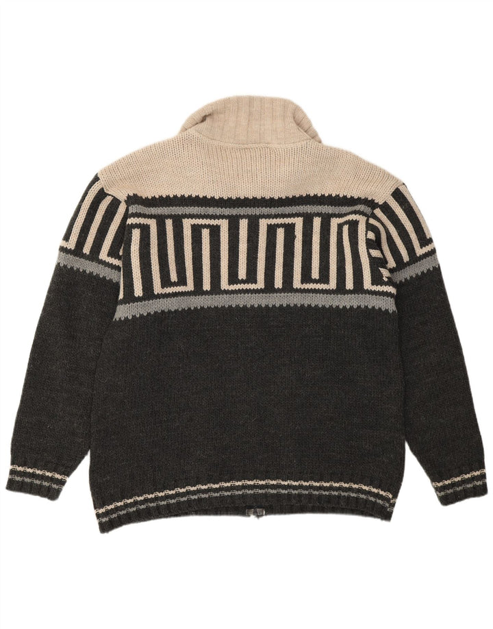 BOOM BAP Suéter tipo cárdigan para hombre Acrílico geométrico gris grande