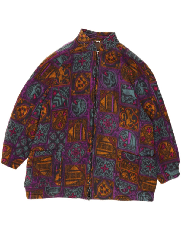 Vintage mujer chaqueta de lana de gran tamaño Reino Unido 18 XL multicolor geométrico