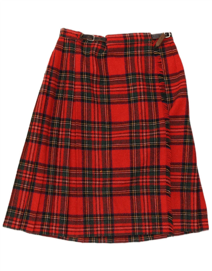 Falda cruzada para mujer Clan Laird W30 Lana a cuadros roja mediana