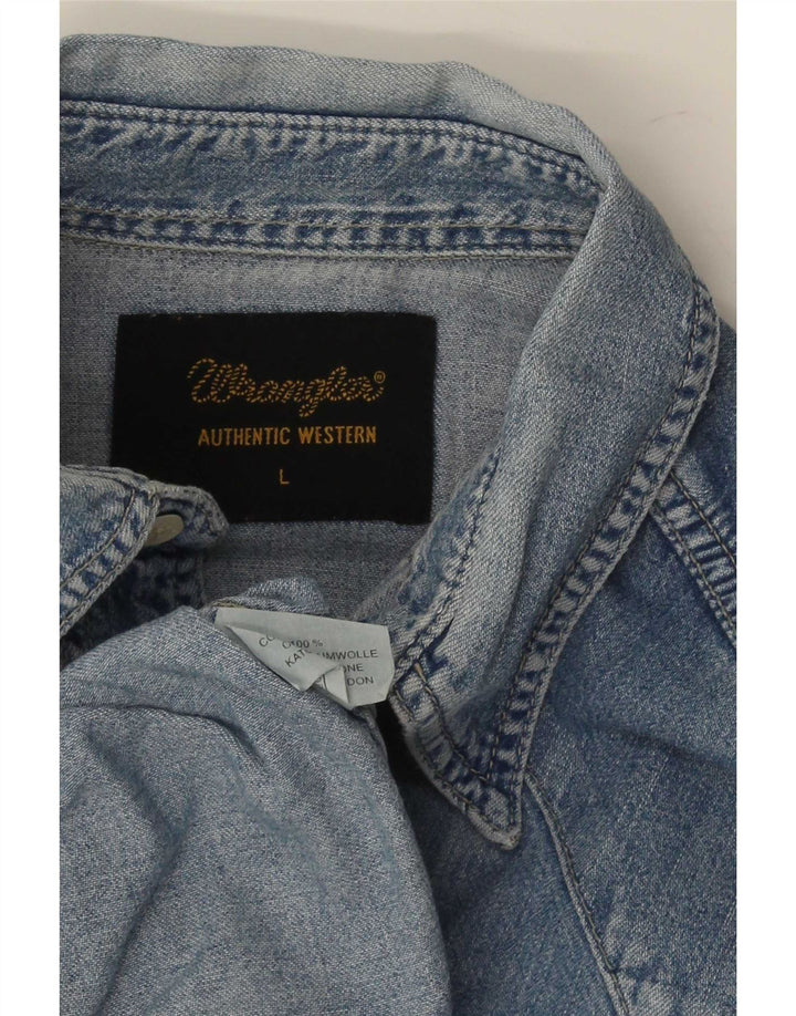 Wrangler Camisa Vaquera Occidental Para Hombre Algodón Azul Grande