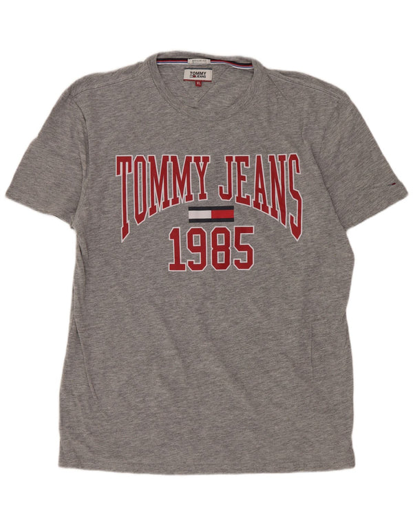 Tommy Hilfiger Camiseta gráfica de corte regular para hombre Top XL Gris moteado