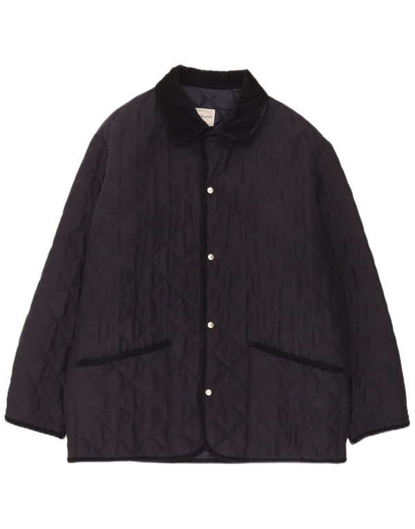 Old England Mens Quilted Jacket UK 42 XL Navy Blue Polyester