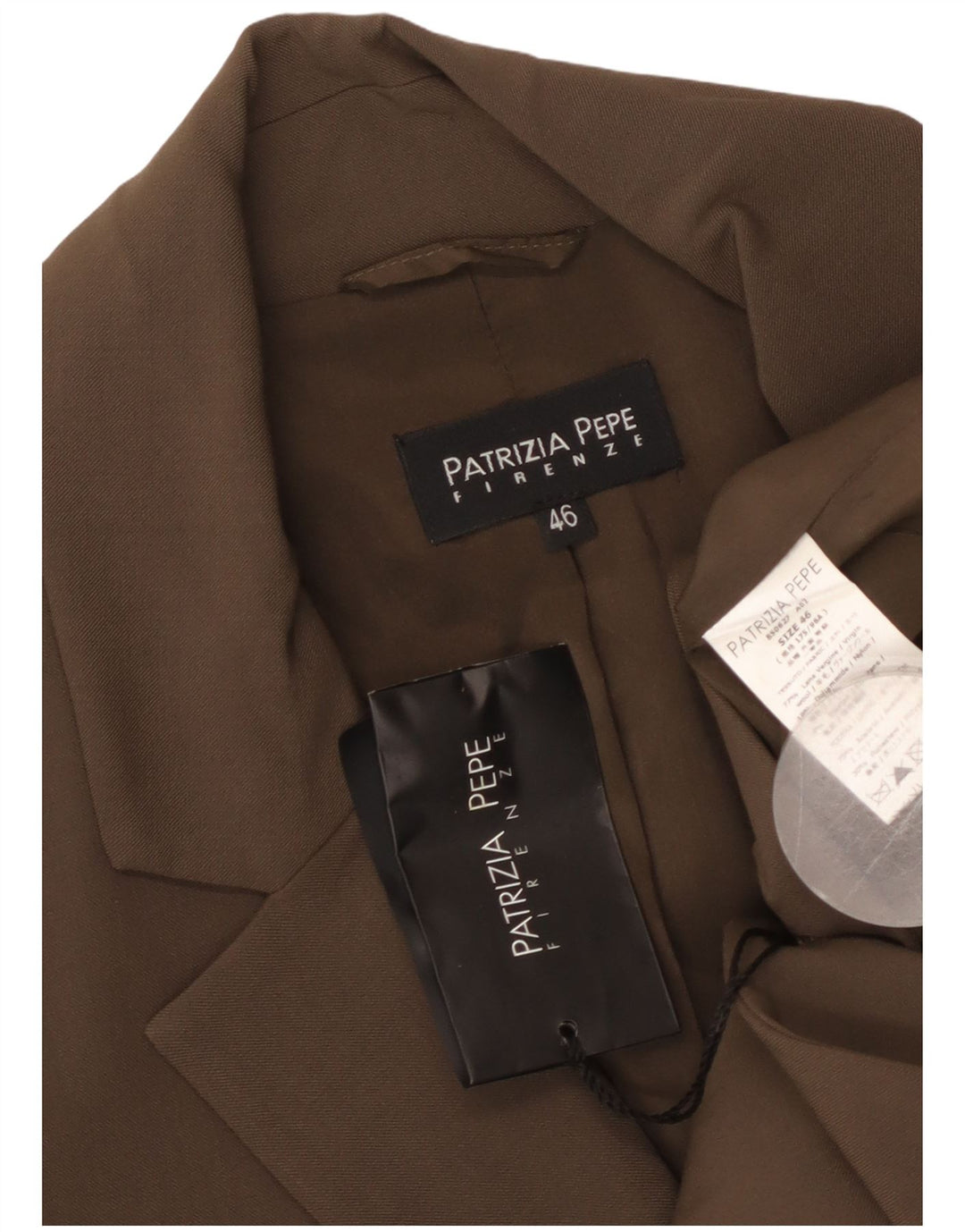 PATRIZIA PEPE Chaqueta Blazer de 2 Botones para Mujer IT 46 Grande Lana Virgen Marrón