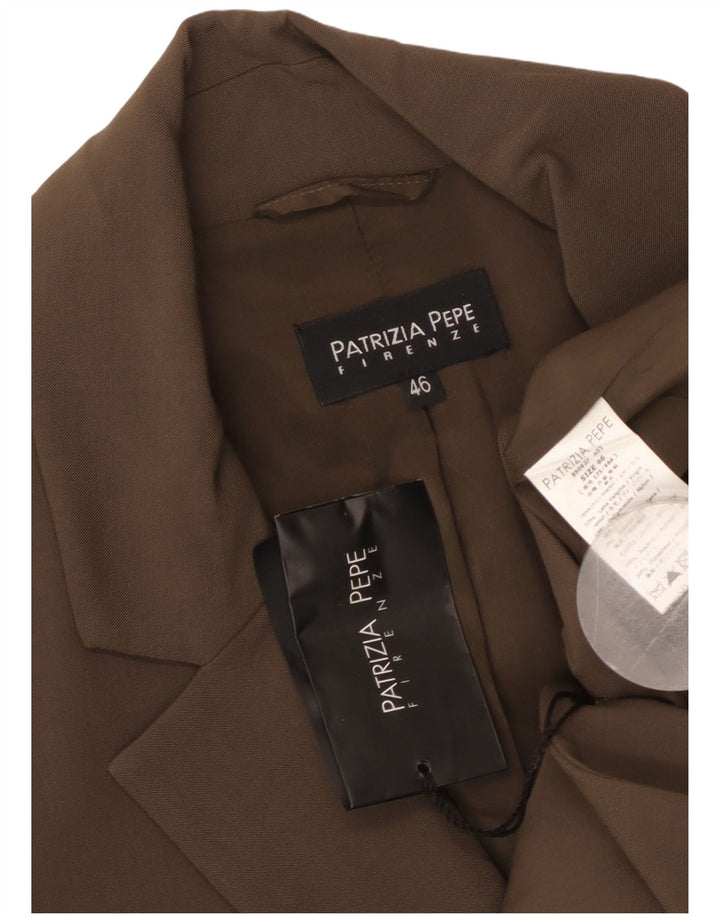 PATRIZIA PEPE Chaqueta Blazer de 2 Botones para Mujer IT 46 Grande Lana Virgen Marrón