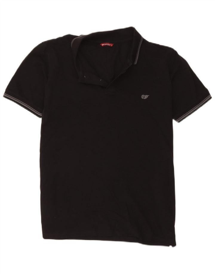 Polo Carrera Hombre Algodón Negro Mediano