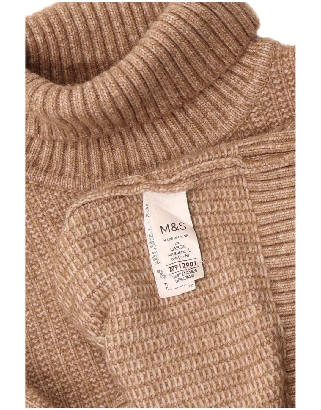 Marks & Spencer Jersey con cuello vuelto para mujer UK 46 Grande Poliéster marrón